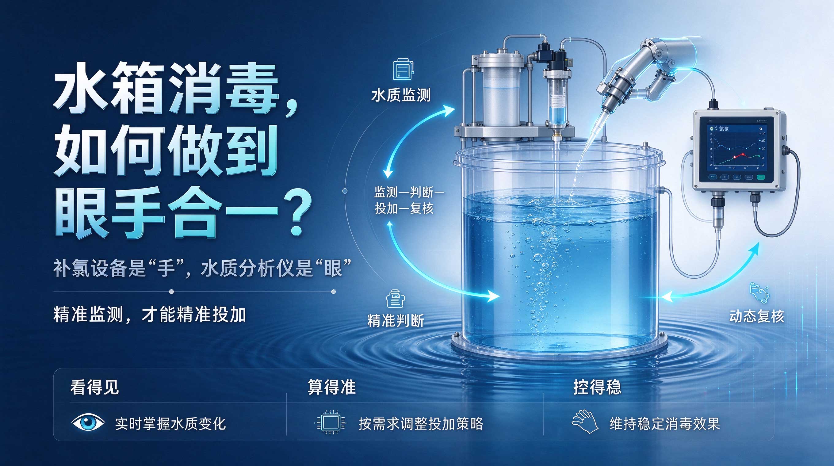 补氯设备是&ldquo;手&rdquo;，水质分析仪是&ldquo;眼&rdquo;：水箱消毒如何做到眼手合一？